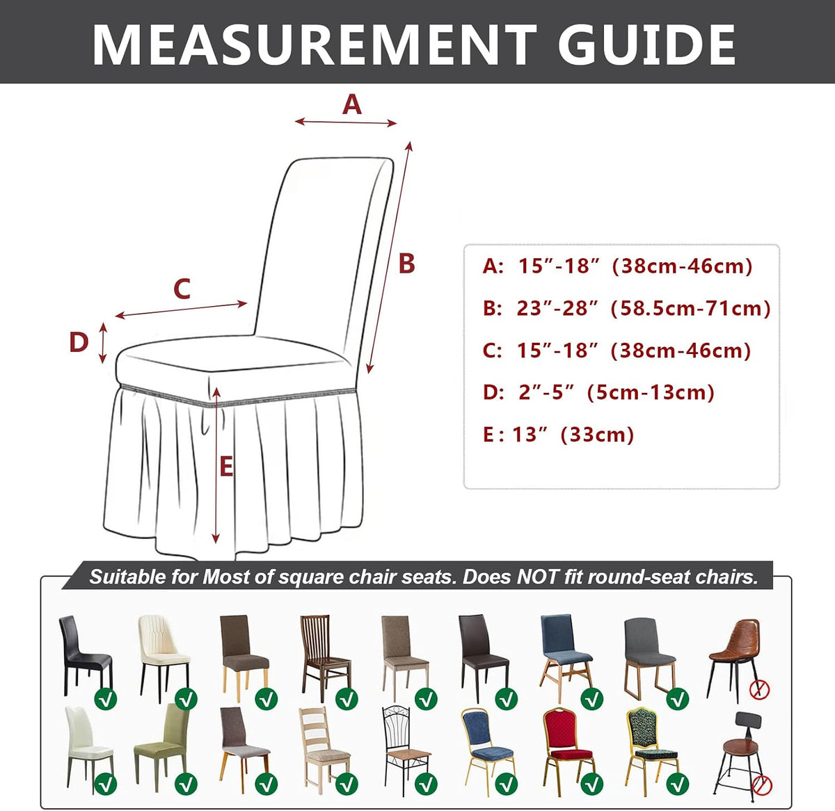 Chair Covers for Dining Room Set of 6 Stretch Chair Slipcovers with Skirt for Kitchen Seat Protectors Wedding Banquet Decor Kids Pets Spandex Fabric Washable (6pcs, Pink)