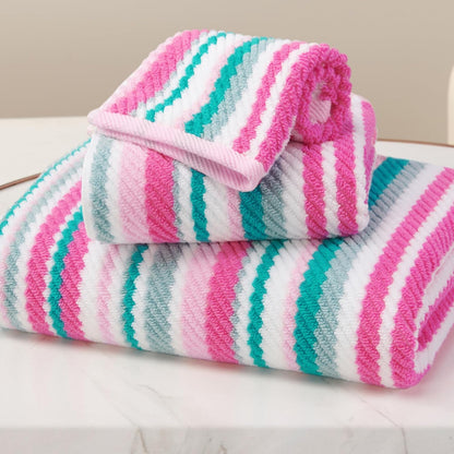 Striped Towels 3 Pack, 100% Cotton, Pink Aqua
