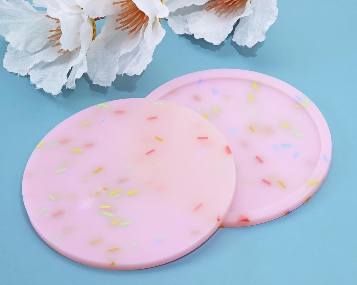 3pcs Luminous Silicone Coaster Bar Coaster Modern Cup Drink Mat Plate Creative Rug Mug Pad for Outdoor Table Cold Hot Drink Coffee Tea Kitchen Decor House Warming Gifts (Candy Pink)