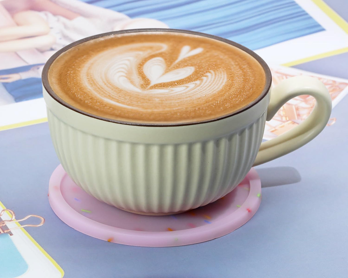 3pcs Luminous Silicone Coaster Bar Coaster Modern Cup Drink Mat Plate Creative Rug Mug Pad for Outdoor Table Cold Hot Drink Coffee Tea Kitchen Decor House Warming Gifts (Candy Pink)