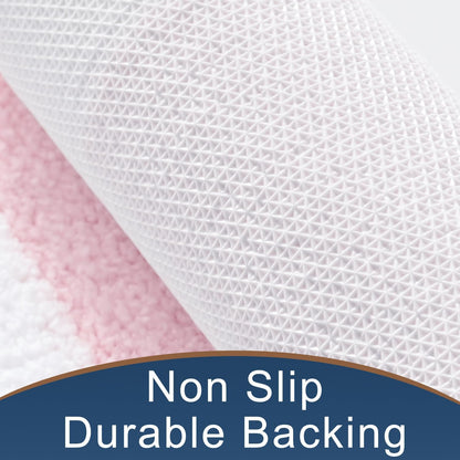 Pink and White Bathroom Rugs, Bath Letters Non Slip Bathroom Mat, Soft Absorbent Cute Bath Mat, Machine Washable Quickly Dry Comfortable Bathmat for Bathtub, Bedroom, Shower, Living Room (16 x 24 in)