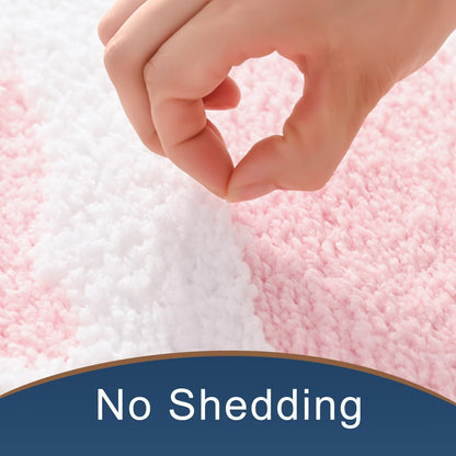 Pink and White Bathroom Rugs, Bath Letters Non Slip Bathroom Mat, Soft Absorbent Cute Bath Mat, Machine Washable Quickly Dry Comfortable Bathmat for Bathtub, Bedroom, Shower, Living Room (16 x 24 in)