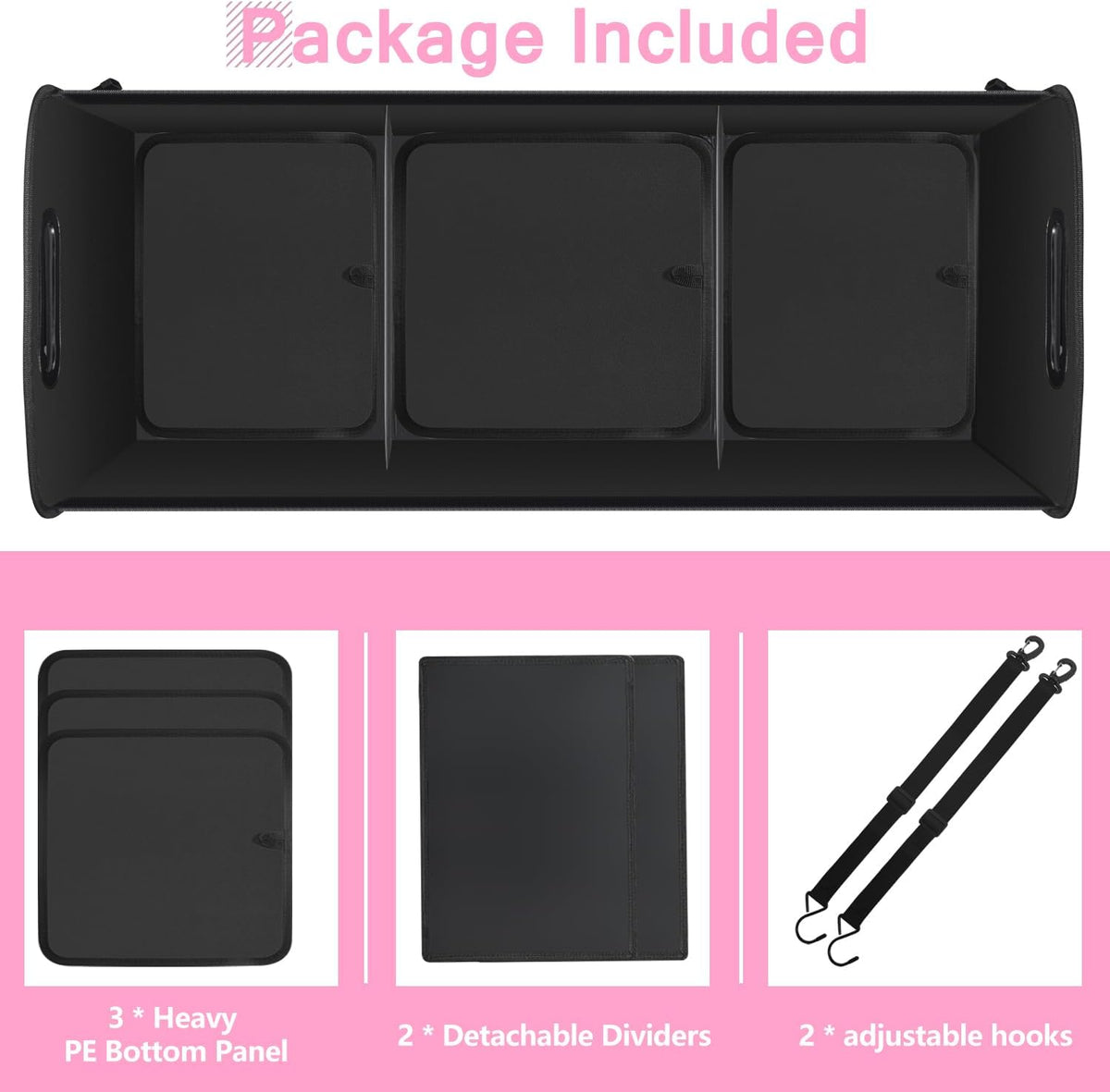 Foldable Trunk Organizer for Car SUV Truck 95L Large Capacity