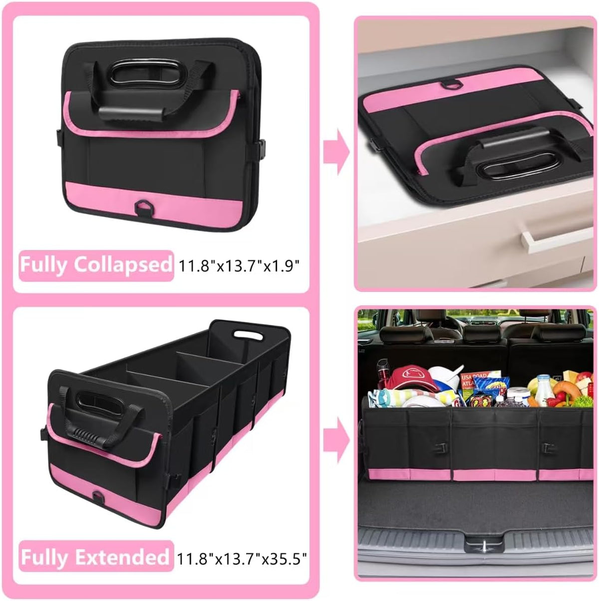 Foldable Trunk Organizer for Car SUV Truck 95L Large Capacity