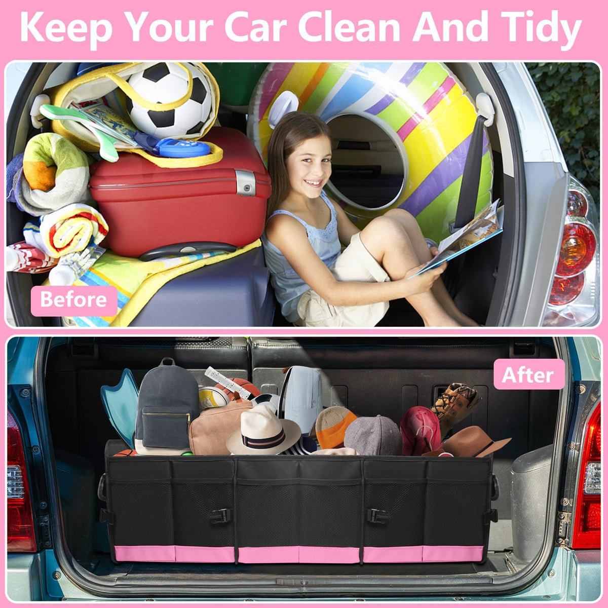 Foldable Trunk Organizer for Car SUV Truck 95L Large Capacity