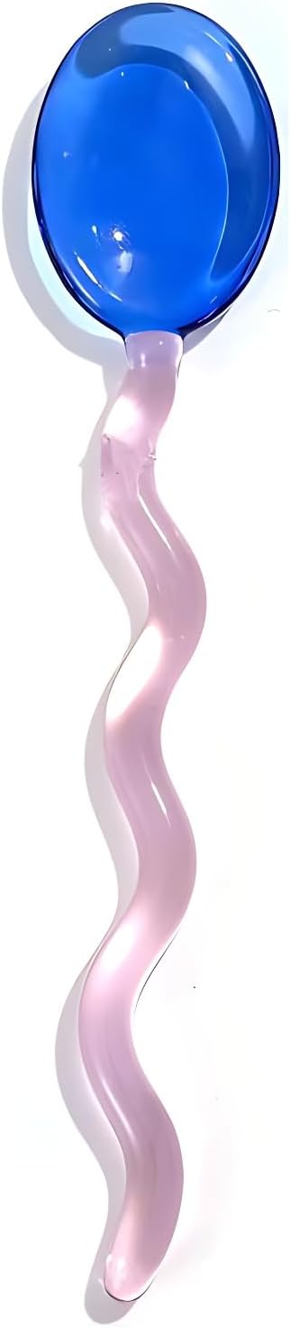 Small Fancy Glass 5.5 Inches Teaspoons Transparent Crystal Heat Resistant Stirrers for Espresso Coffee Tea Ice Cream Dessert Cocktail Milkshake Cold Drinks Salt Sugar (Pink Blue)