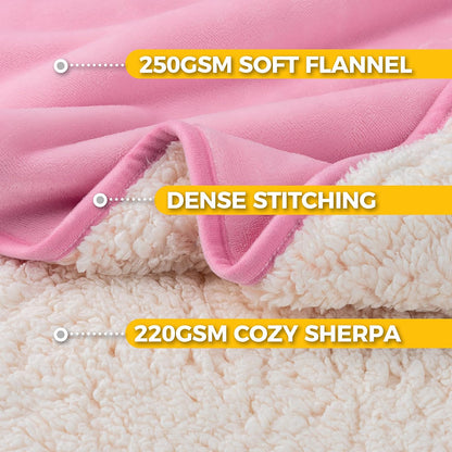 Waterproof Dog Blankets for Small Dogs - Puppy Blanket Washable for Couch Protection, Soft Sherpa Fleece Cat Throw Blanket to Prevent Urine Leaks & Protects Furniture, 25"X 35", Pink