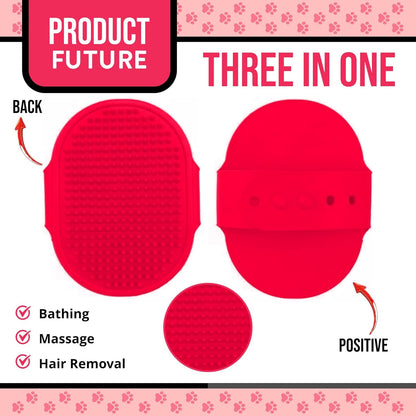 Silicone Dog Bath Brush – Soft Pet Scrubber for Bathing & Grooming – Shampoo Brush for Dogs, Cats & Puppies – Adjustable Strap – Choose from 5 Colors (Pink)
