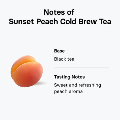 Sunset Peach Cold Brew Tea, Sweet peach flavored iced tea, Hydration Tea Packets (20ea, 1.76oz)