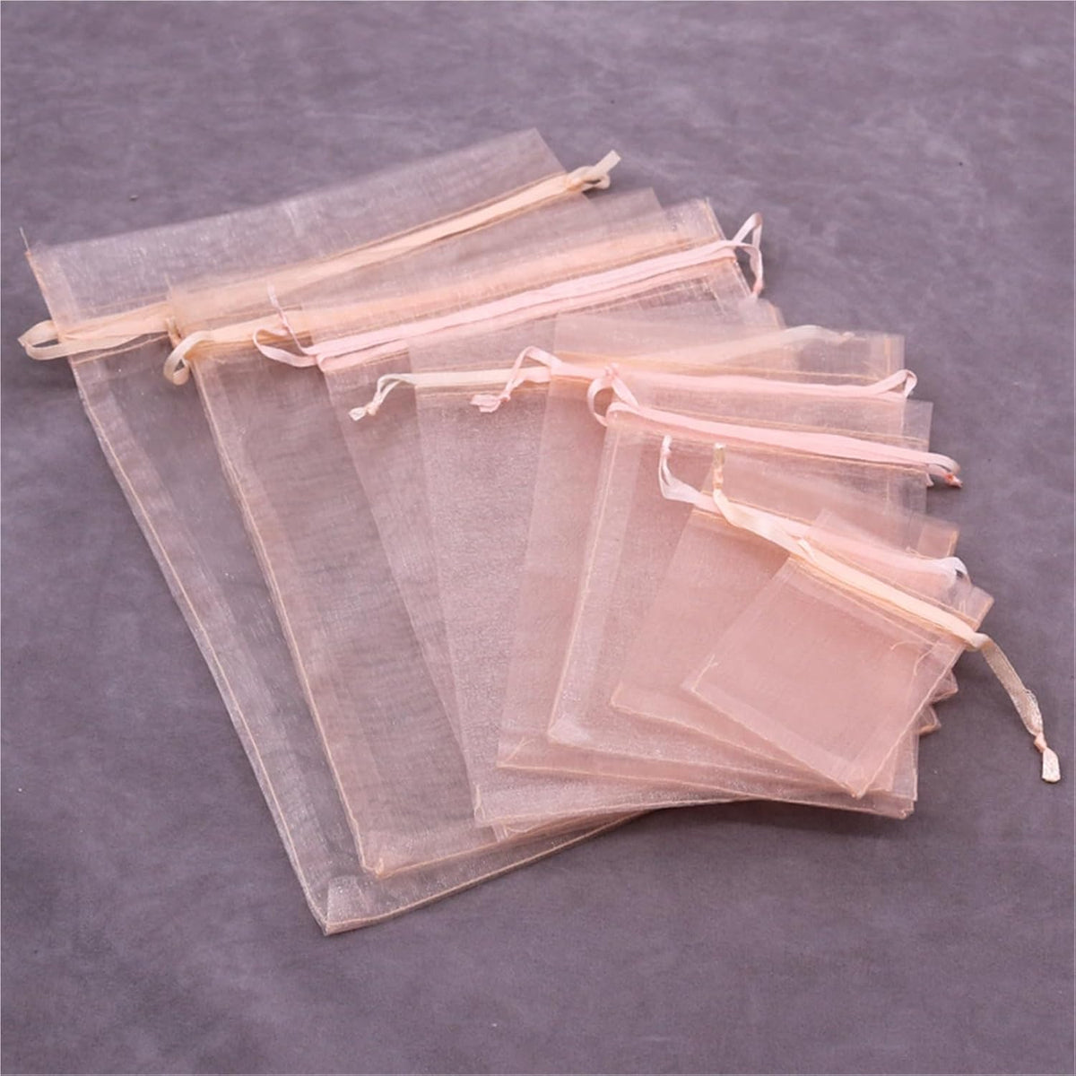 Cookie Packaging Bag 50pcs Chiffon Organza Bags 20x30 25x35 30x40 35x50cm Wedding Birthday Party Candy Chocolate Bags Christmas Gift Box Packing Bags(Peach Pink)