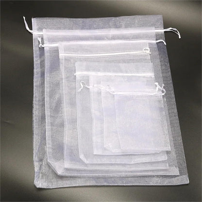 Cookie Packaging Bag 50pcs Chiffon Organza Bags 20x30 25x35 30x40 35x50cm Wedding Birthday Party Candy Chocolate Bags Christmas Gift Box Packing Bags(Peach Pink)