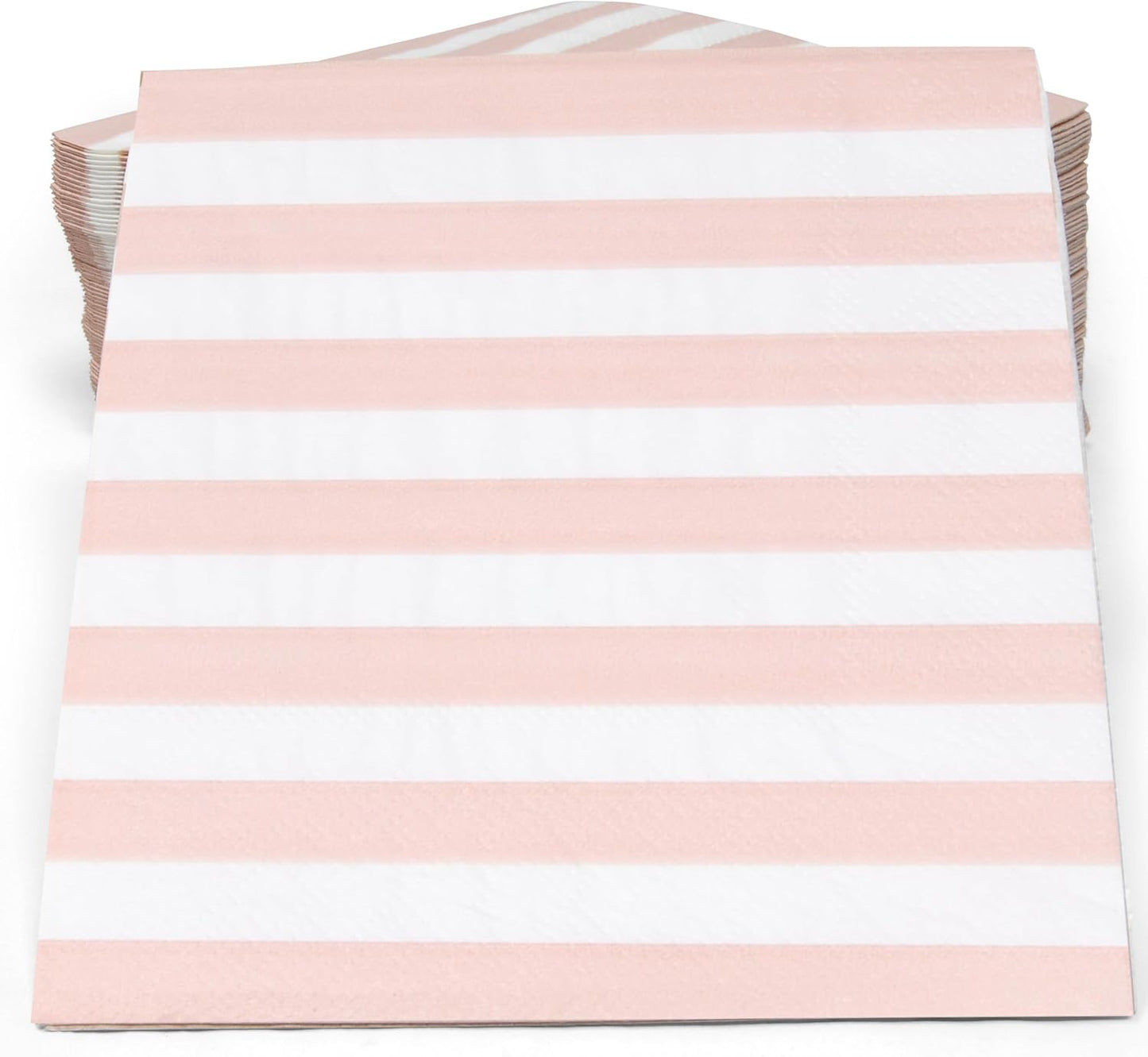 Pink Striped Cocktail Napkins Blush Pink and White Beverage Napkins 100 Count Disposable 3 Ply Baby Shower Party Bar Table Decor