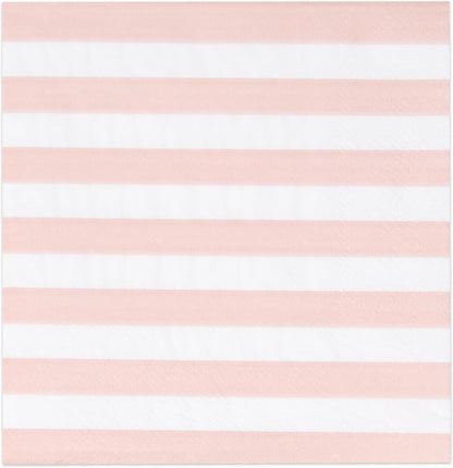 Pink Striped Cocktail Napkins Blush Pink and White Beverage Napkins 100 Count Disposable 3 Ply Baby Shower Party Bar Table Decor