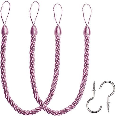 Curtain Tiebacks Ropes Tie-Backs,Handmade Holdbacks(Pink,2P)