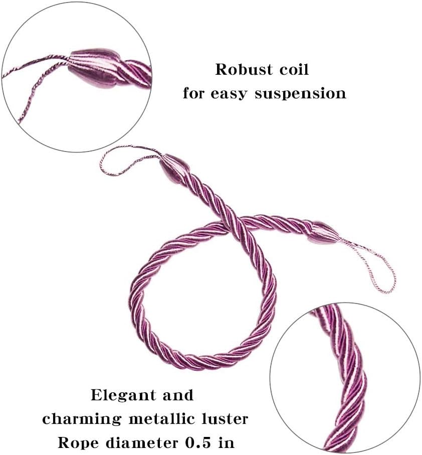Curtain Tiebacks Ropes Tie-Backs,Handmade Holdbacks(Pink,2P)