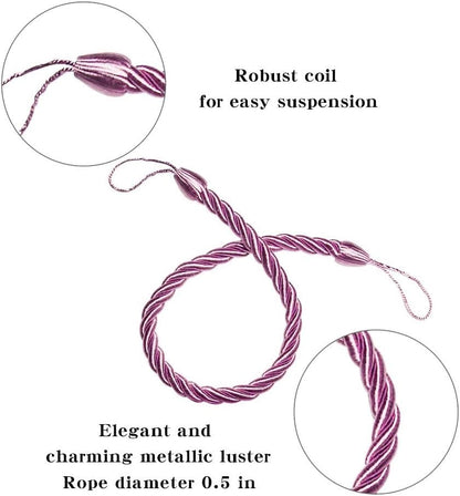 Curtain Tiebacks Ropes Tie-Backs,Handmade Holdbacks(Pink,2P)