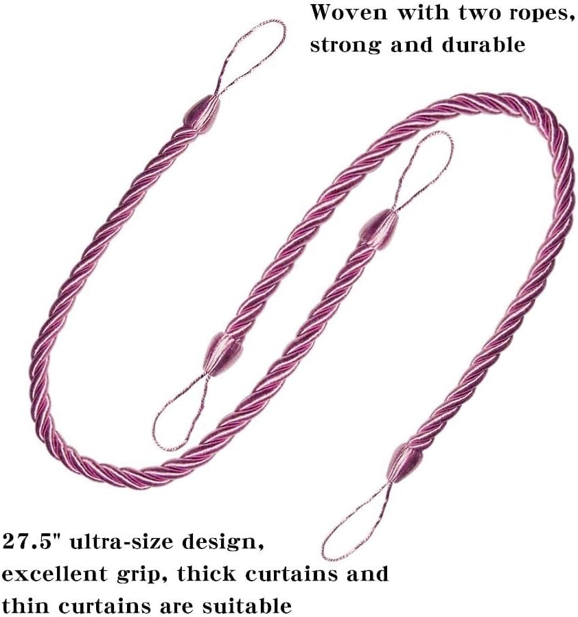 Curtain Tiebacks Ropes Tie-Backs,Handmade Holdbacks(Pink,2P)