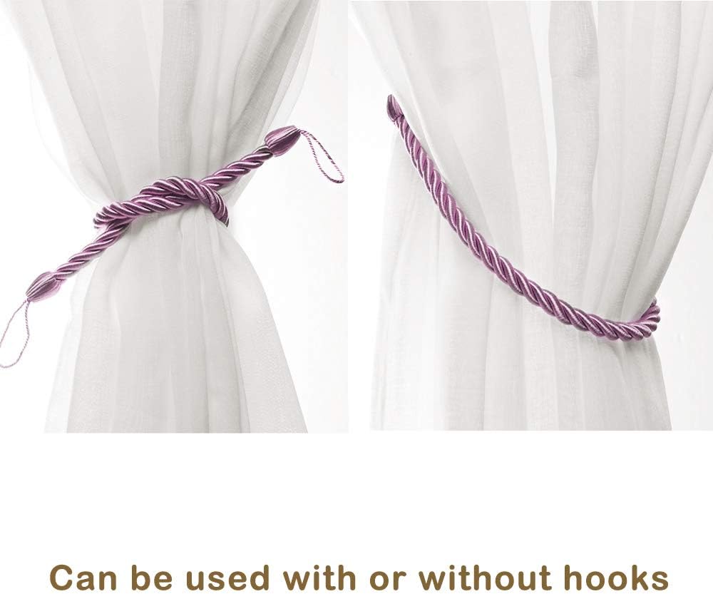 Curtain Tiebacks Ropes Tie-Backs,Handmade Holdbacks(Pink,2P)