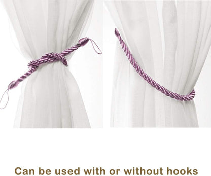 Curtain Tiebacks Ropes Tie-Backs,Handmade Holdbacks(Pink,2P)