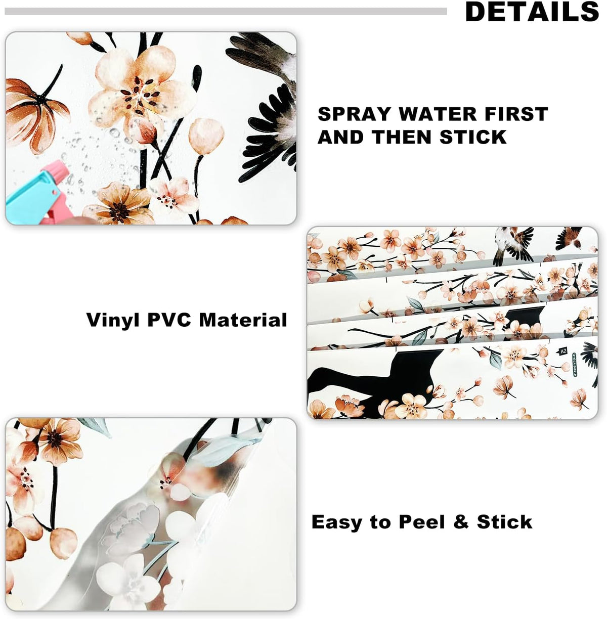 Large Cherry Blossom Branch Wall Stickers 4 Sheet Wall Decor