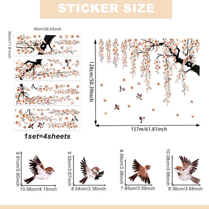 Large Cherry Blossom Branch Wall Stickers 4 Sheet Wall Decor