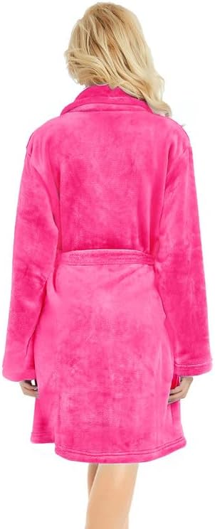 Women Fleece Robe, Short Cozy Plush Robes for Womens Soft Shawl Collar Warm Spa Bathrobe