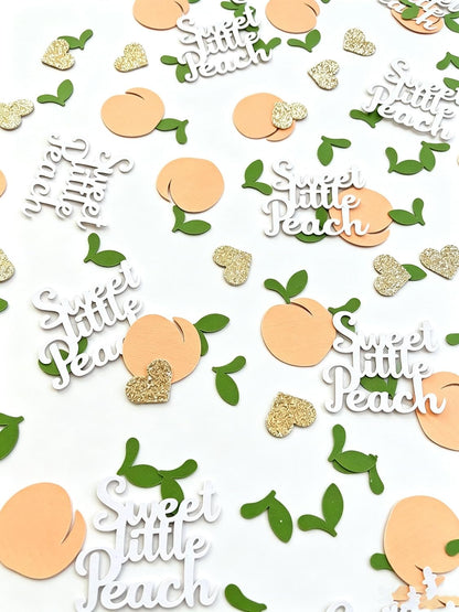 100Pcs Little Cutie Baby Shower Confetti,Sweet Little Peach Confetti Peach White Green Decorations for Baby Shower Birthday Wedding Party Table Decoration Supplies