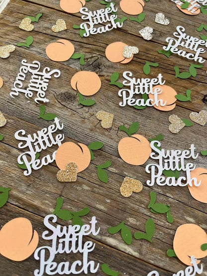 100Pcs Little Cutie Baby Shower Confetti,Sweet Little Peach Confetti Peach White Green Decorations for Baby Shower Birthday Wedding Party Table Decoration Supplies