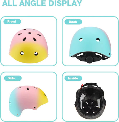 Color Gradient Adjustable Kids Bike Helmet Toddler Helmets for 3-5-8-14 Years Kids Girls Boys Youth Bicycle Helmet for Scooter Balance Bike Roller Skating Skateboard