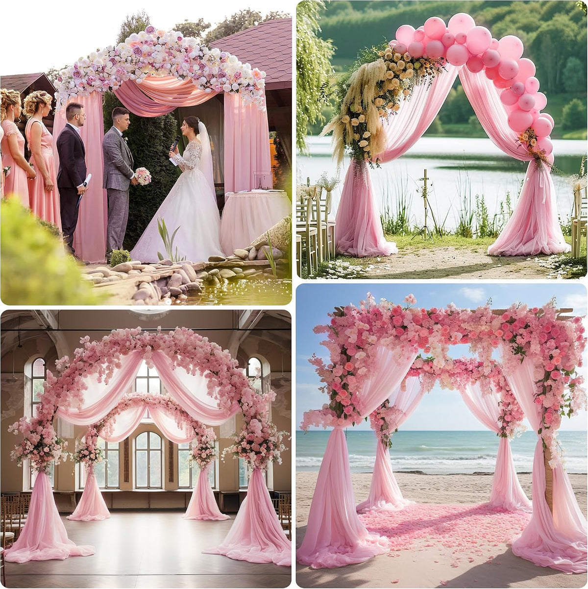 Wedding Arch Draping Fabric 1 Panel Blush Pink Sheer Backdrop Drape
