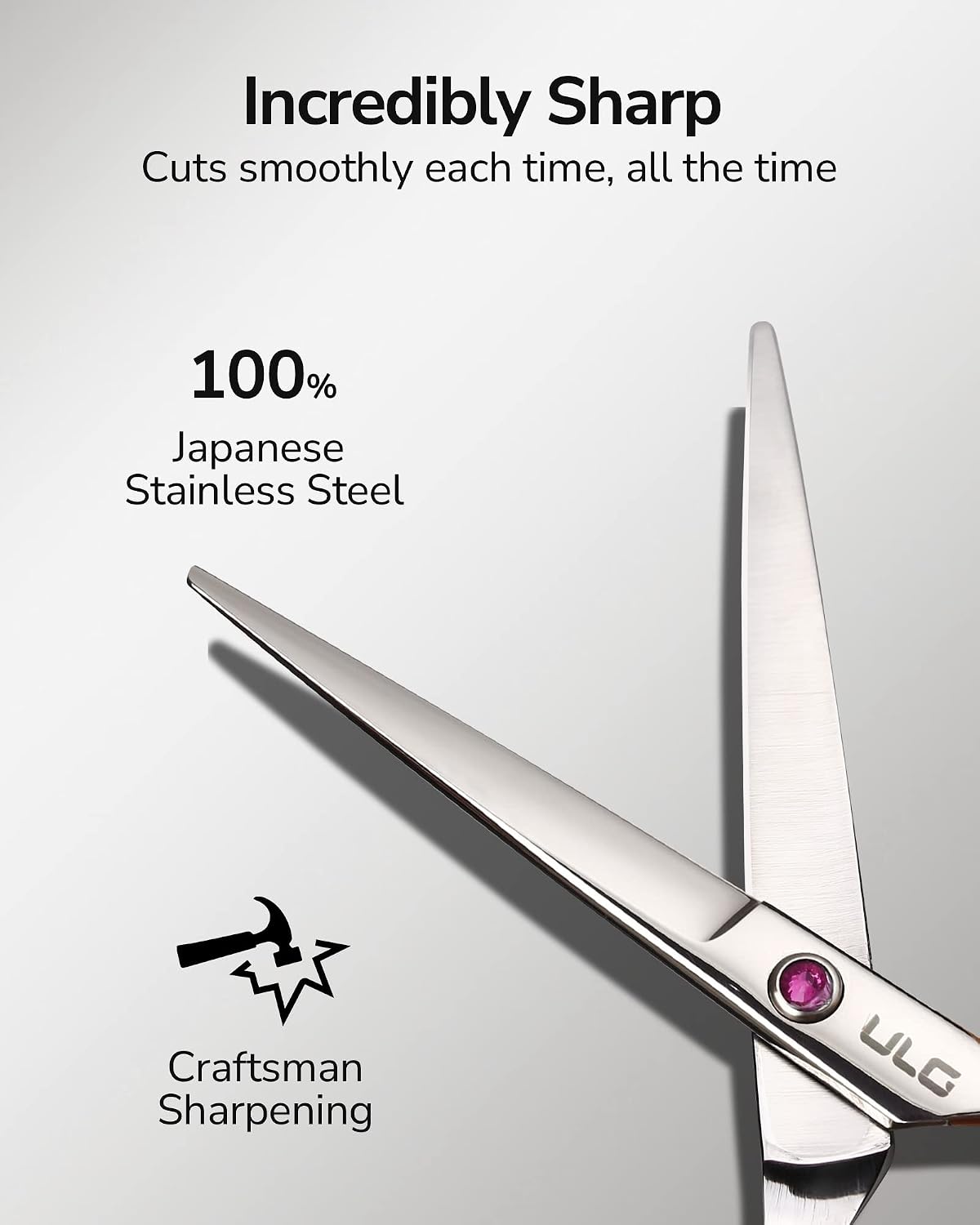 Hair Cutting Scissors, Professional Hair Scissors 6.5 inch Right-Hand Razor Edge Barber Shears Salon Hair Cutting Shears Made of Japanese Stainless Steel, Hand Sharpened Pink