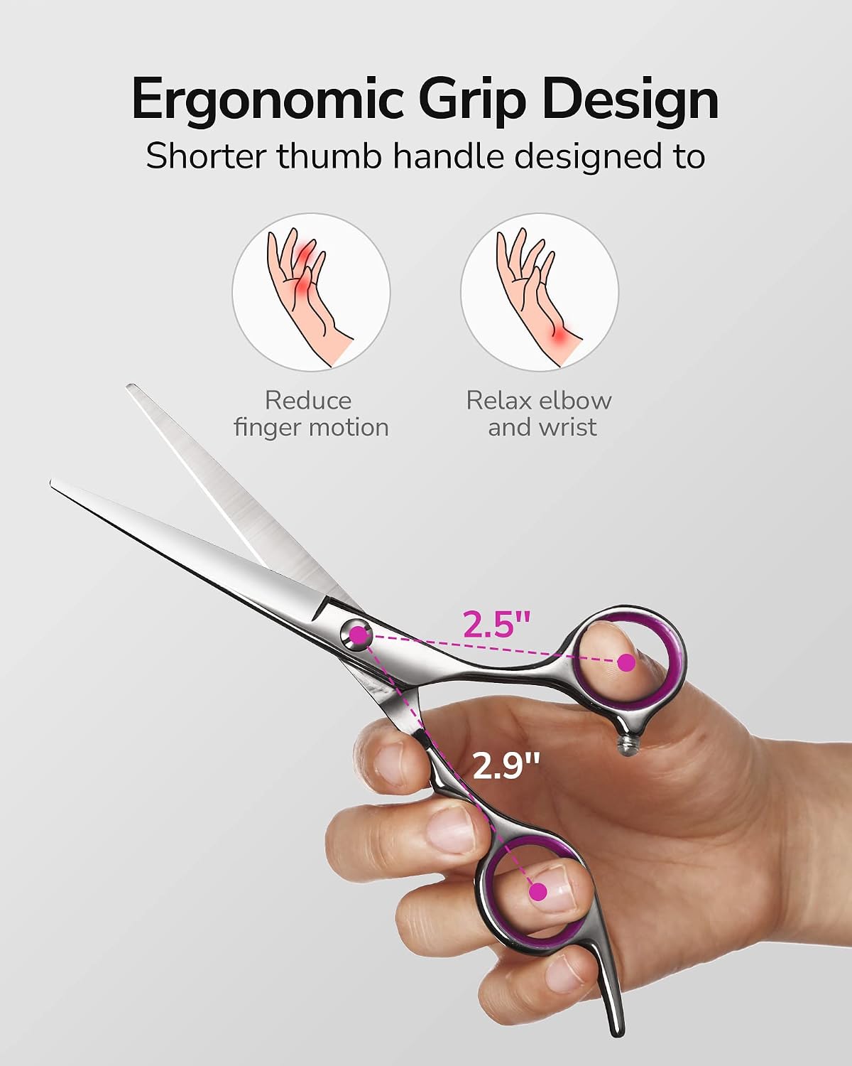 Hair Cutting Scissors, Professional Hair Scissors 6.5 inch Right-Hand Razor Edge Barber Shears Salon Hair Cutting Shears Made of Japanese Stainless Steel, Hand Sharpened Pink