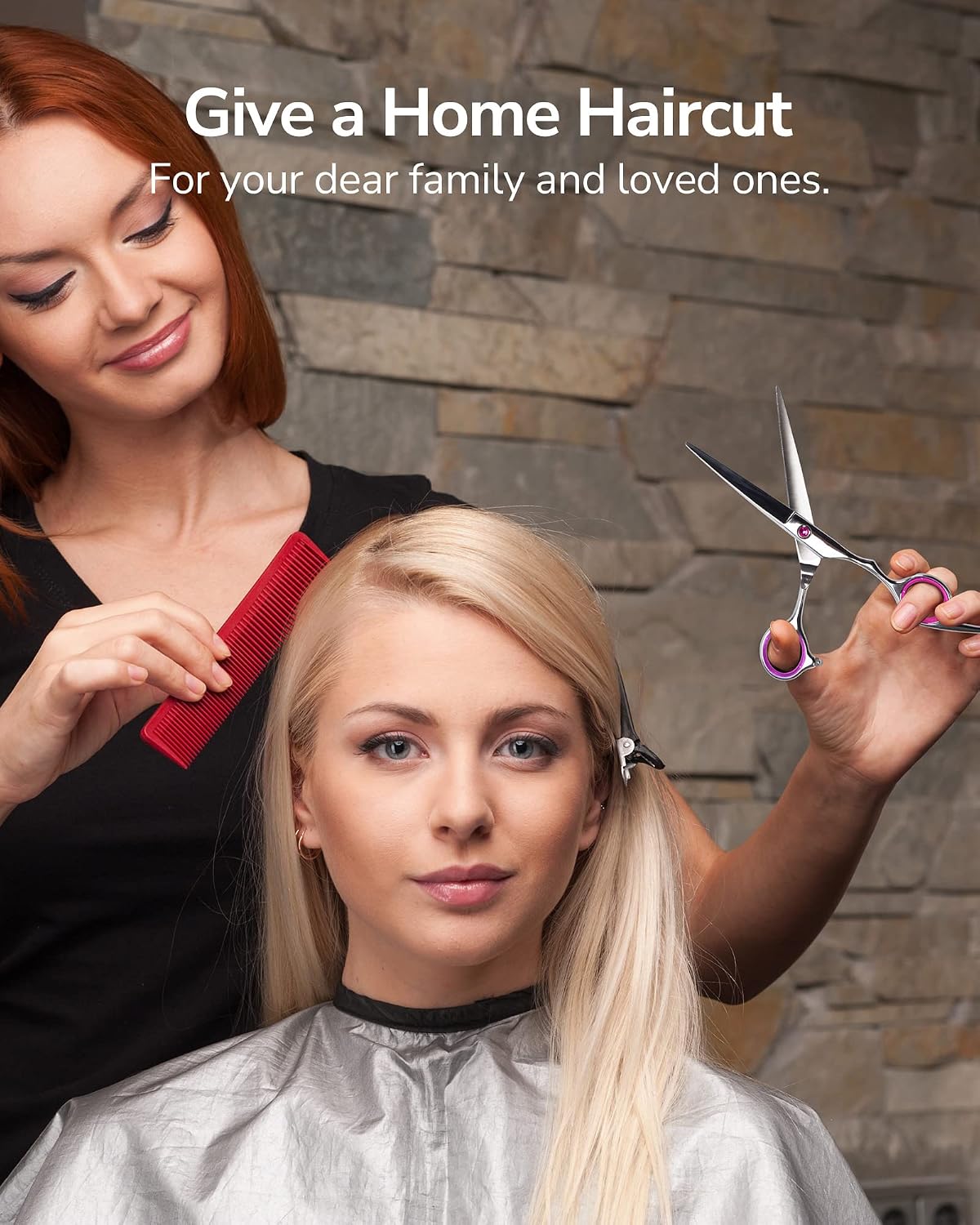 Hair Cutting Scissors, Professional Hair Scissors 6.5 inch Right-Hand Razor Edge Barber Shears Salon Hair Cutting Shears Made of Japanese Stainless Steel, Hand Sharpened Pink