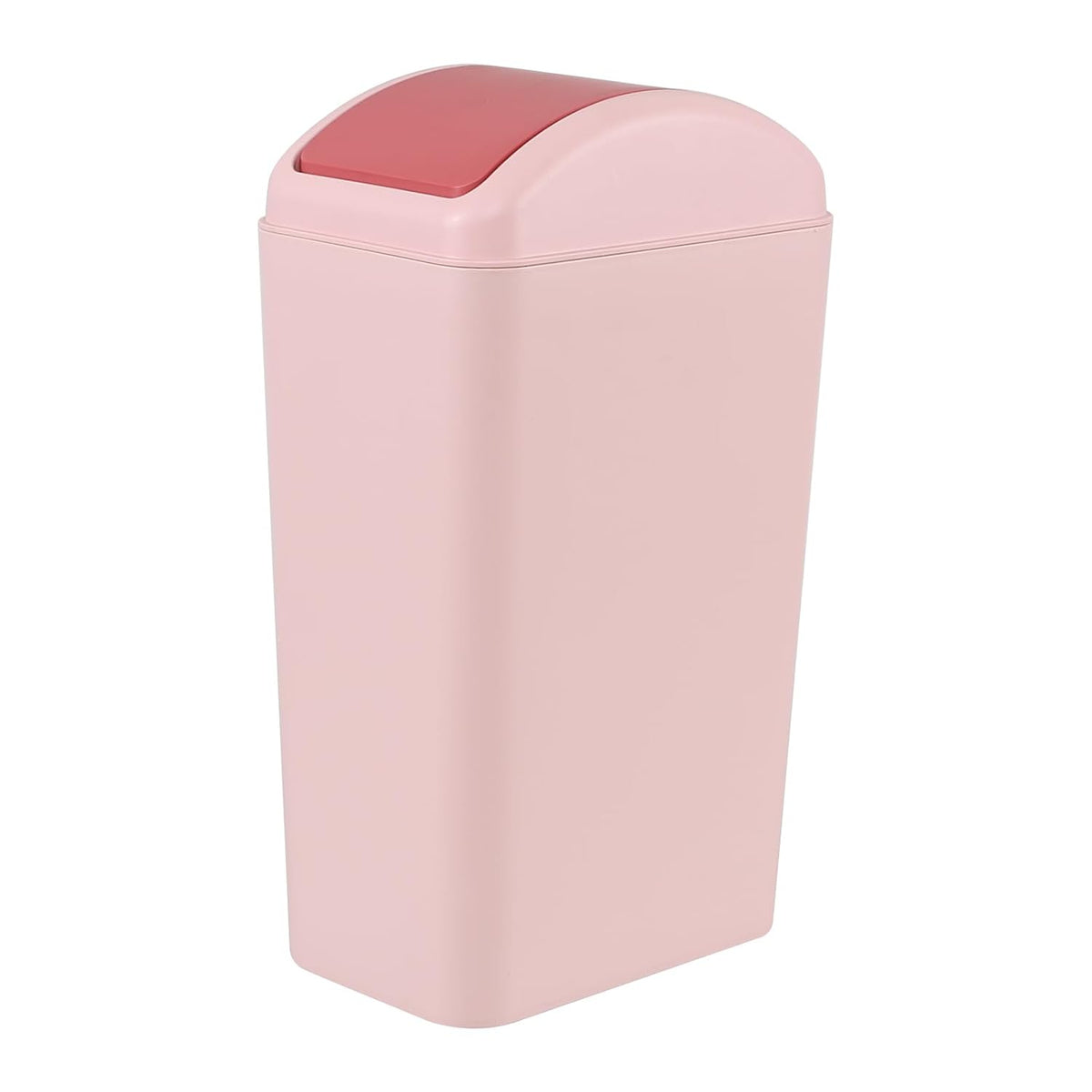 3.5 Gallon Plastic Garbage Can with Swing Lid, Slim Trash Can, Pink