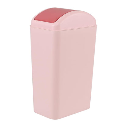 3.5 Gallon Plastic Garbage Can with Swing Lid, Slim Trash Can, Pink