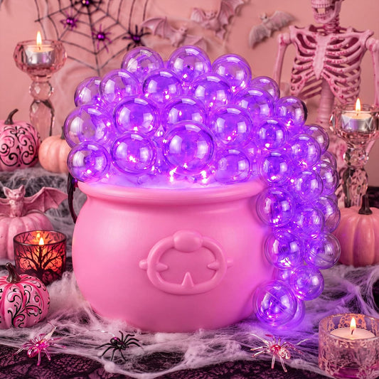 Pink Halloween Decoration Pink Halloween Glowing Cauldron Decor