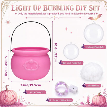 Pink Halloween Decoration Pink Halloween Glowing Cauldron Decor
