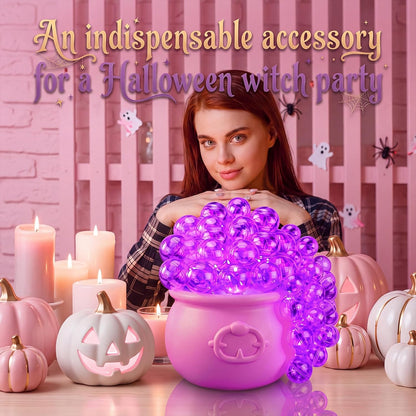 Pink Halloween Decoration Pink Halloween Glowing Cauldron Decor