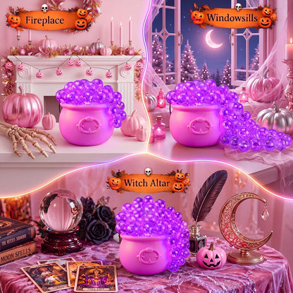 Pink Halloween Decoration Pink Halloween Glowing Cauldron Decor