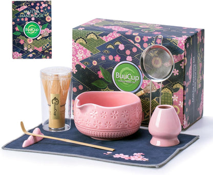 Matcha Whisk Set, Ceramic Matcha Kit with Bowl & Tools, Pink