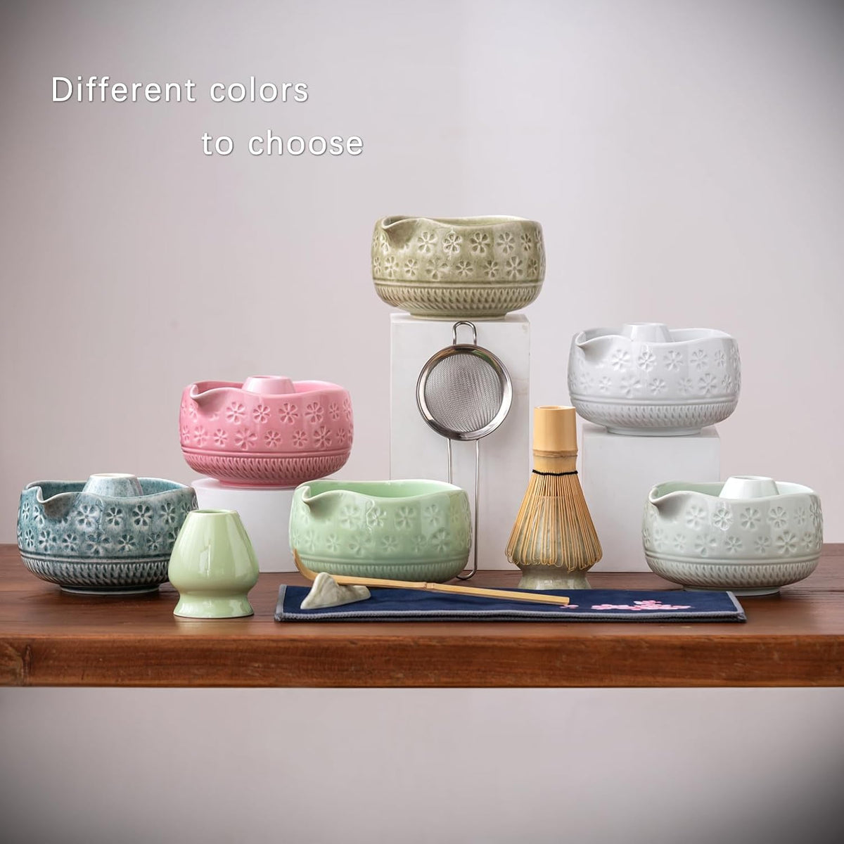 Matcha Whisk Set, Ceramic Matcha Kit with Bowl & Tools, Pink