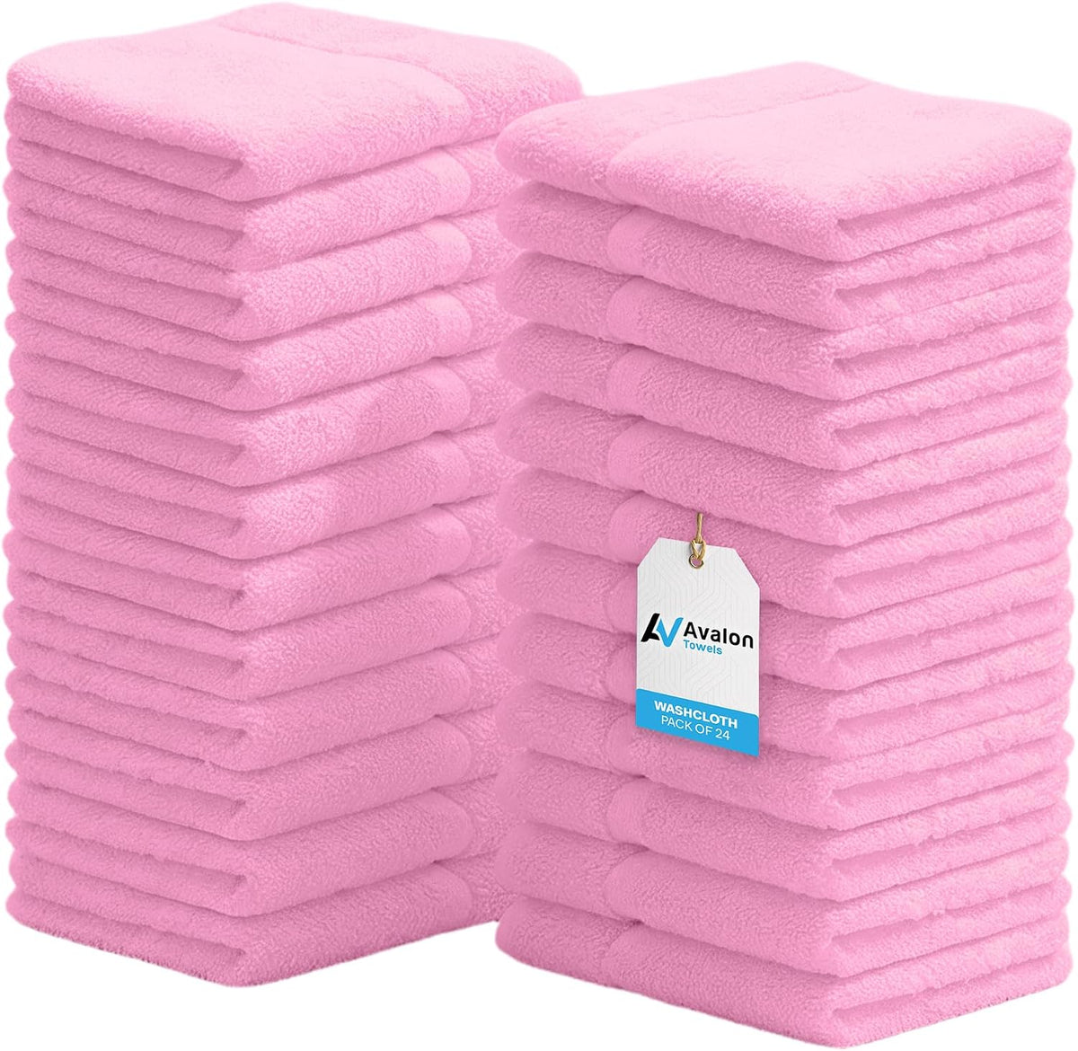 Wash Cloths, Pink Face Towels, 12x12 Inch, 24 Pack