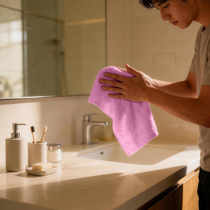 Wash Cloths, Pink Face Towels, 12x12 Inch, 24 Pack