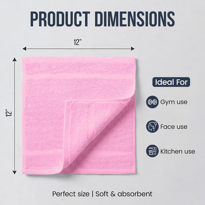 Wash Cloths, Pink Face Towels, 12x12 Inch, 24 Pack