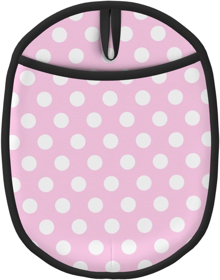 Light Pink Polka Dot Print B Pot Holders for Kitchen 1 PC - Heat Resistant Oven Mitts Hot Pads with Pocket, Silicone Pot Holders with Hanging Loop, Non Slip Potholders for Kitchen Baking Cooking