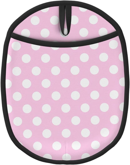 Light Pink Polka Dot Print B Pot Holders for Kitchen 1 PC - Heat Resistant Oven Mitts Hot Pads with Pocket, Silicone Pot Holders with Hanging Loop, Non Slip Potholders for Kitchen Baking Cooking