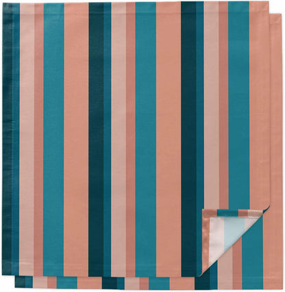 Cloth Napkins Set of 2pcs, Light Blue Pink Stripes Dinner Napkins Cloth Washable Reusable Napkin for Wedding Holiday Party Dinner Table Decor Geometric Vertical Striped