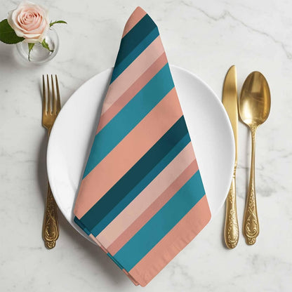Cloth Napkins Set of 2pcs, Light Blue Pink Stripes Dinner Napkins Cloth Washable Reusable Napkin for Wedding Holiday Party Dinner Table Decor Geometric Vertical Striped