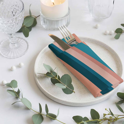 Cloth Napkins Set of 2pcs, Light Blue Pink Stripes Dinner Napkins Cloth Washable Reusable Napkin for Wedding Holiday Party Dinner Table Decor Geometric Vertical Striped