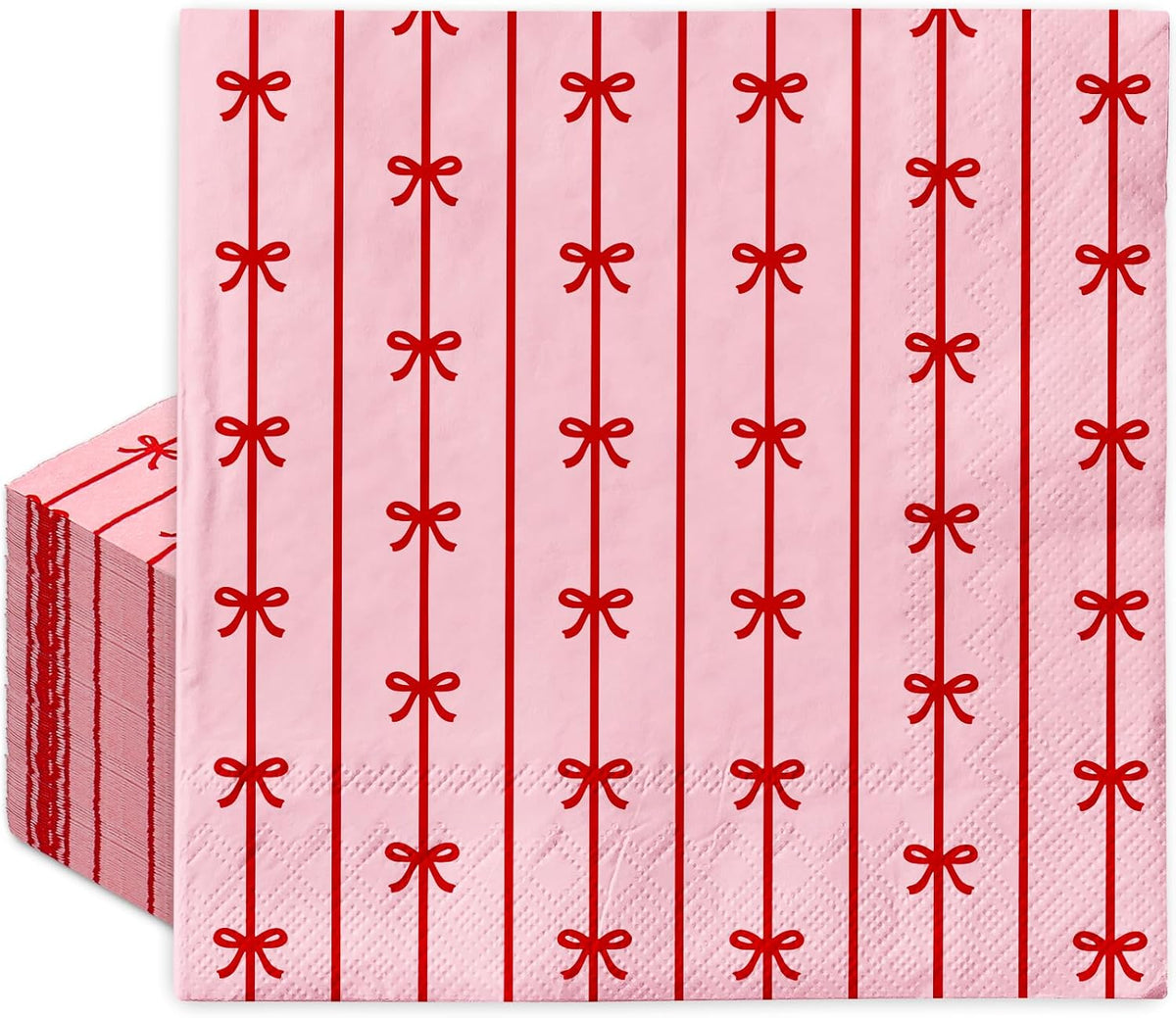 50 Pcs Bow Paper Napkins Mini Red Bow Knot Disposable Luncheon Napkins Pink Decorative Dinner Hand Napkin for Wedding Birthday Bridal Shower